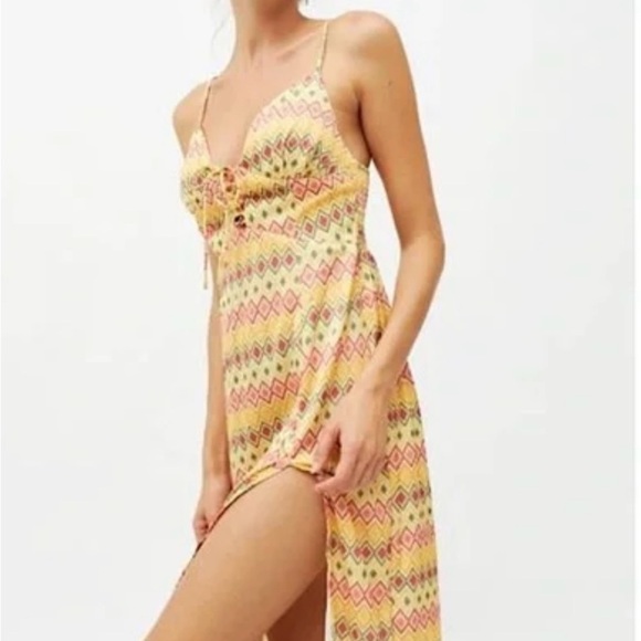 Urban Outfitters Yellow and Pink Midi Dress - Picture 2 of 7